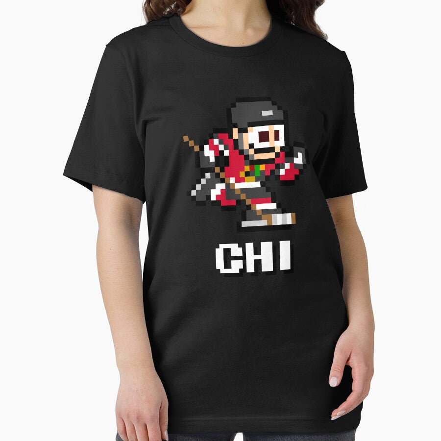 Chicago Blackhawks Home + Initials (8-bit Hockey Player) Essential T-Shirt
