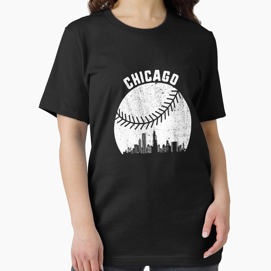 Chicago Skyline Baseball Fan Illinois Baseball Chicago Gear Essential T-Shirt