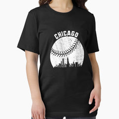 Chicago Skyline Baseball Fan Illinois Baseball Chicago Gear Essential T-Shirt