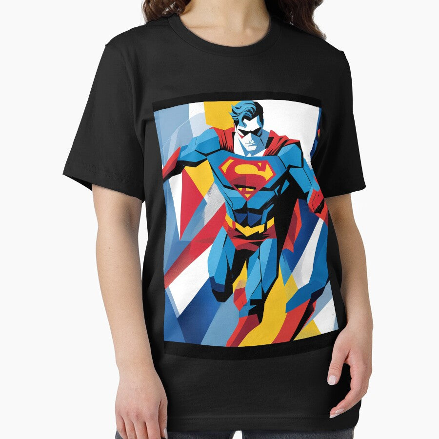 "Geometric Superman in Motion – Dynamic Superhero Artwork" Essential T-Shirt