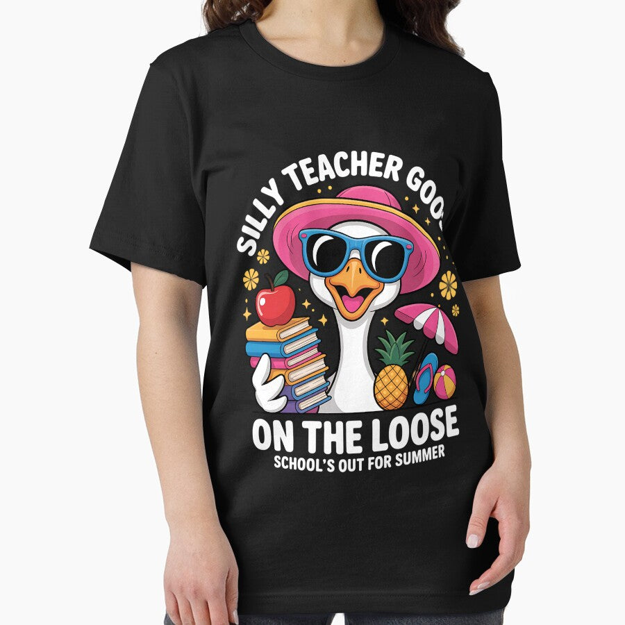 Teacher Silly Goose On The Loose Schools Out For Summer Funny Meme Last Day Of School Essential T Shirt