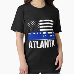 Atlanta Georgia Skyline Distressed American Flag Essential T Shirt