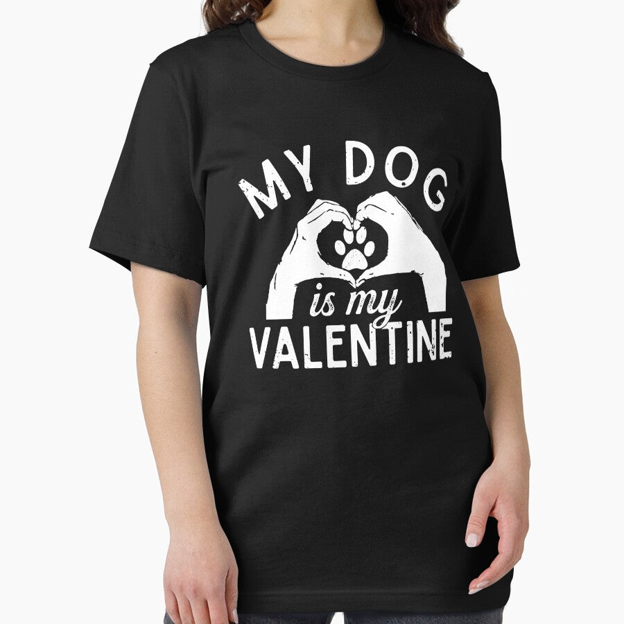 My Dog Is My Valentine Paw Print and Heart Sign made with hands Cute Valentines Day Gift for Pet Owner Essential T-Shirt