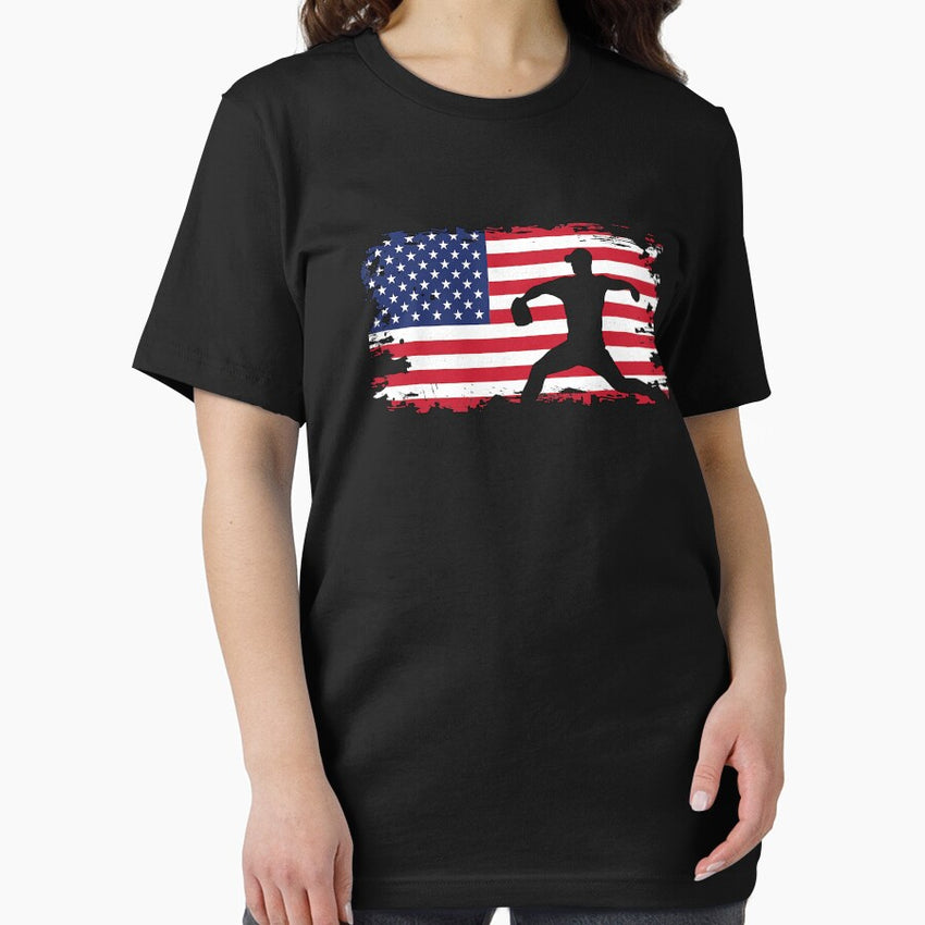 American Flag Pitcher Baseball Apparel Baseball Essential T-Shirt