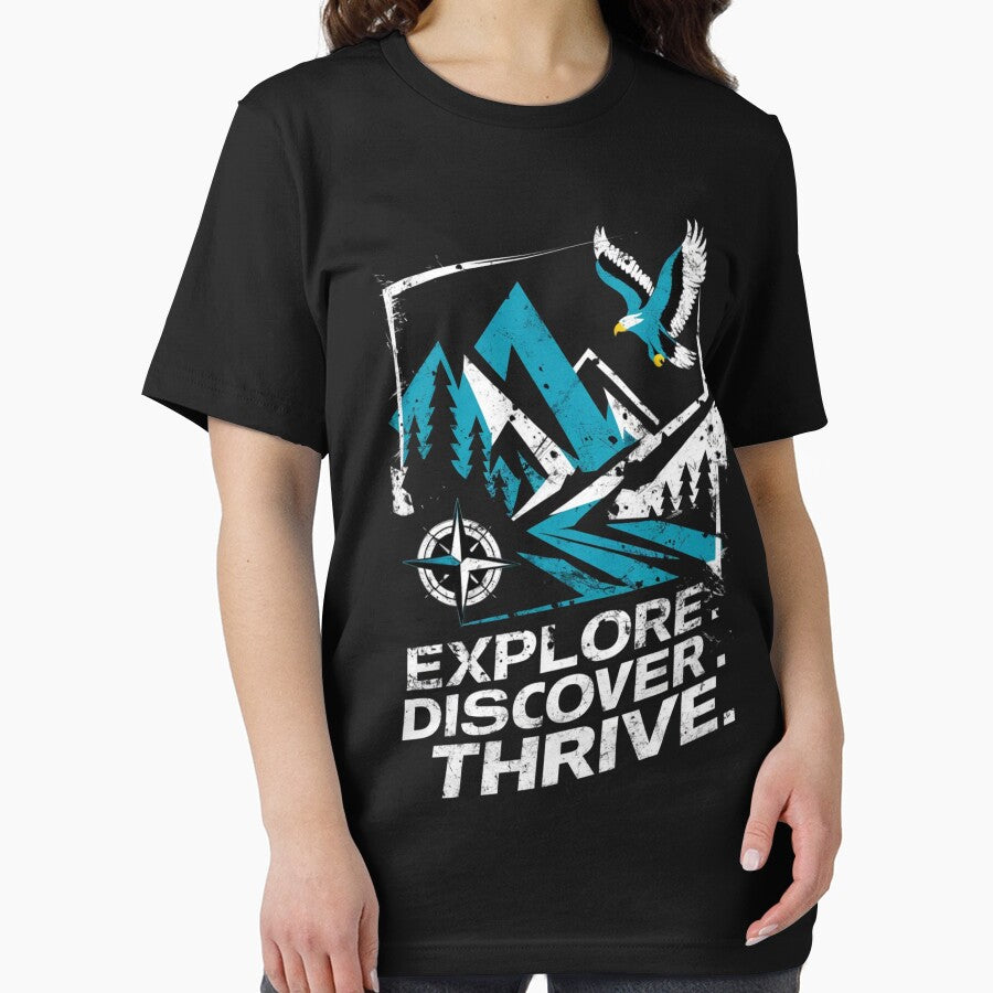 Adventure Awaits T Shirt Explore Discover Thrive Nature Graphic Tee Essential T Shirt