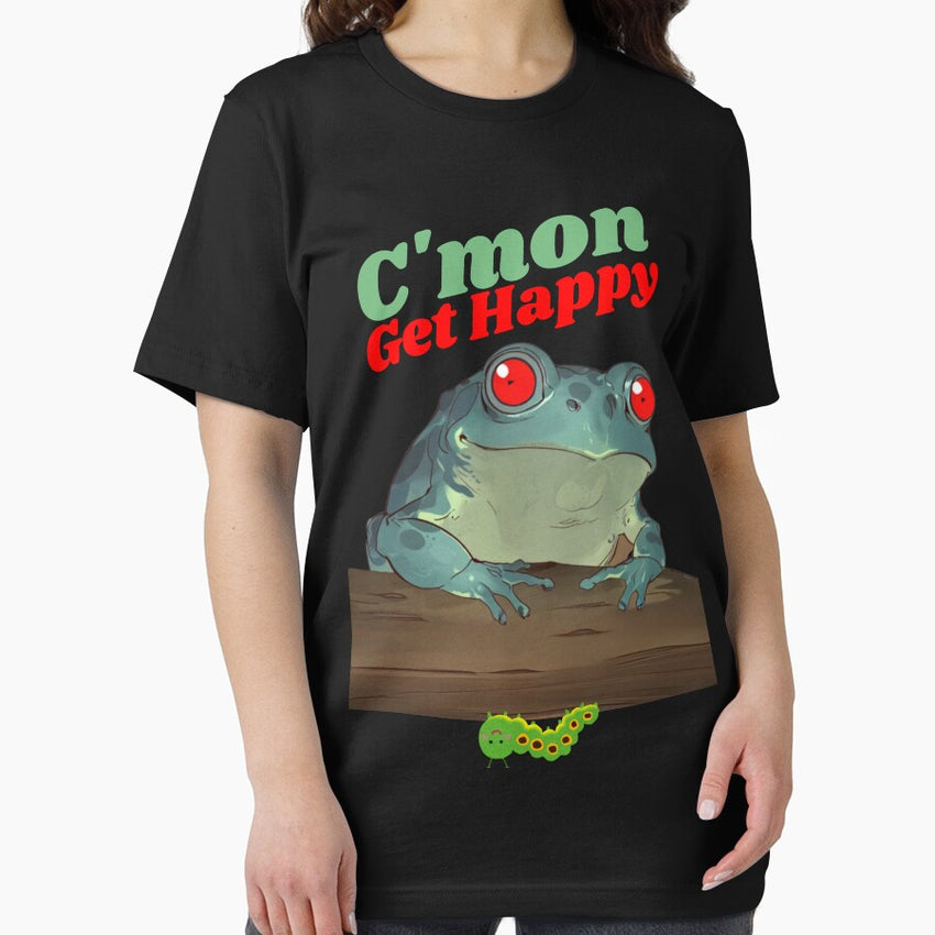 Cheerful Frog Saying Tee Cmon Get Happy Vintage Quirky Vibes Essential T Shirt