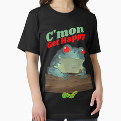 Cheerful Frog Saying Tee Cmon Get Happy Vintage Quirky Vibes Essential T Shirt
