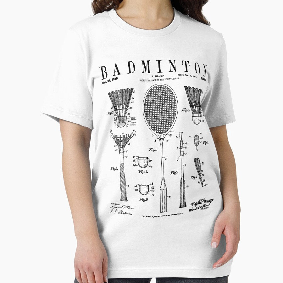 Badminton Old Vintage Patent Drawing Print Essential T-Shirt