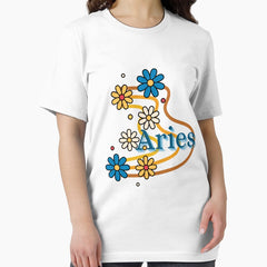 Aries Zodiac Sign Retro Aries Aesthetic Flower Design Essential T Shirt