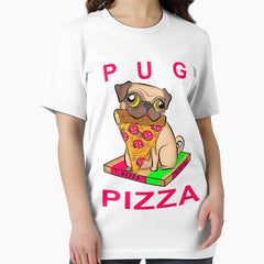 Cute pug dog eating fresh pizza artwork Essential T-Shirt