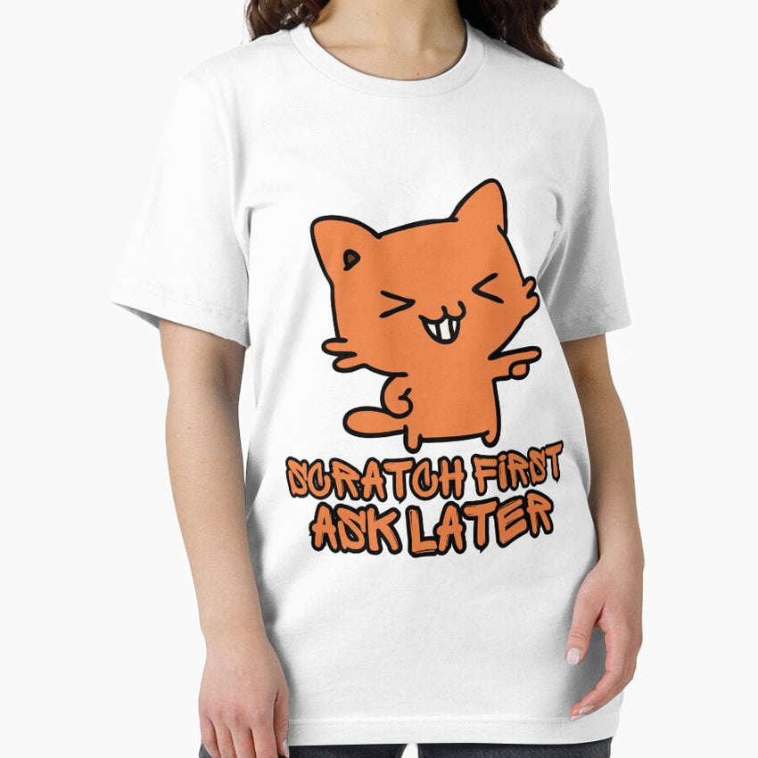Badass Cat Scratch First Ask Later Essential T Shirt