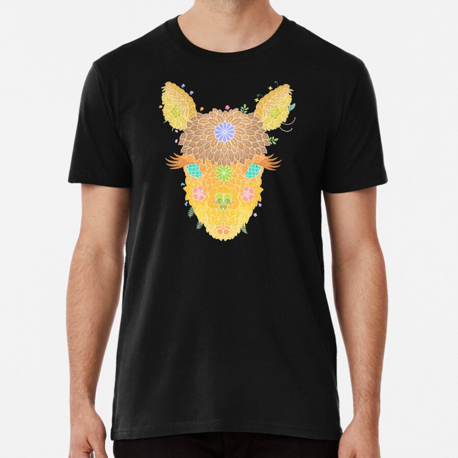 Floral Animal Alpaca WeArePrettierThanFlowers Premium T-Shirt