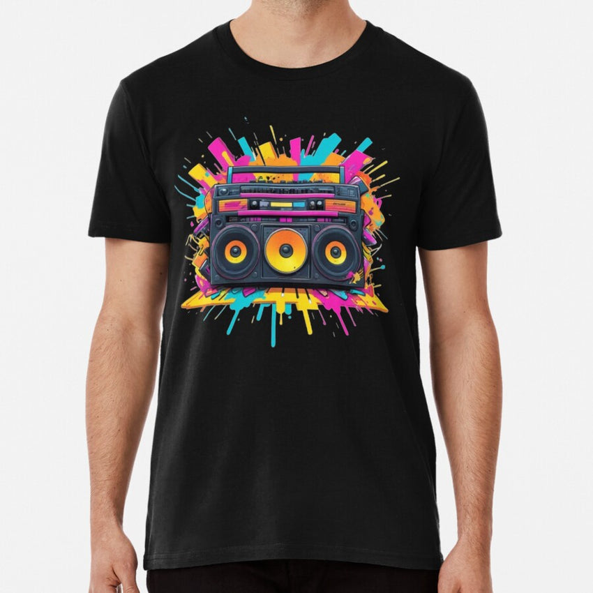 90S Retro Neon Boombox Premium T Shirt
