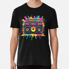 90S Retro Neon Boombox Premium T Shirt