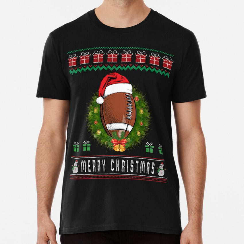 American Football Ugly Design merry Christmas Gift 2020 Santa Premium T-Shirt