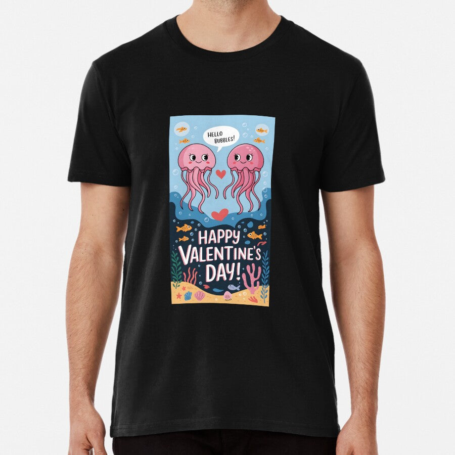 Adorable Jellyfish Underwater Valentines Day Greeting Premium T Shirt