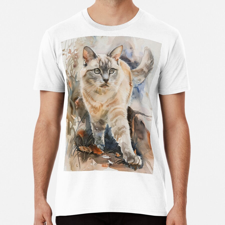Cat Watercolor Painting Premium T-Shirt