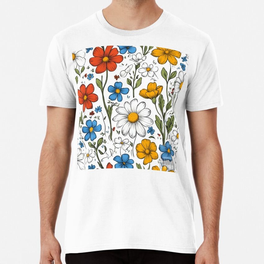 Playful Retro Flower Power Design Premium T-Shirt