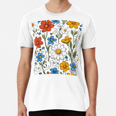 Playful Retro Flower Power Design Premium T-Shirt