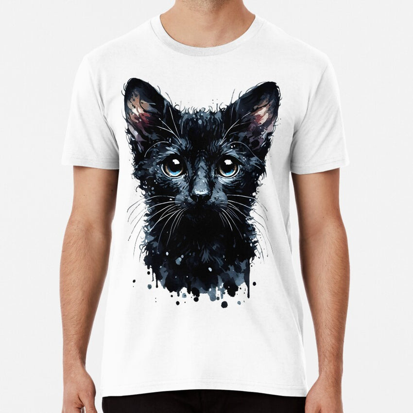 Watercolor Lykoi Cat Portrait Premium T-Shirt