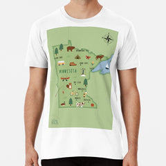 Illustrated map of Minnesota Premium T-Shirt