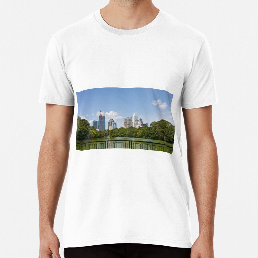 Atlanta Skyline Past Patio on Lake Premium T-Shirt