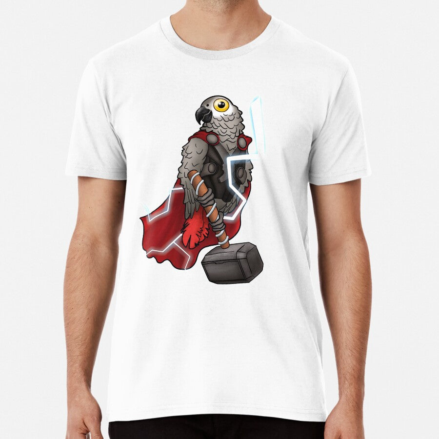 African Grey Parrot Superhero Premium T-Shirt