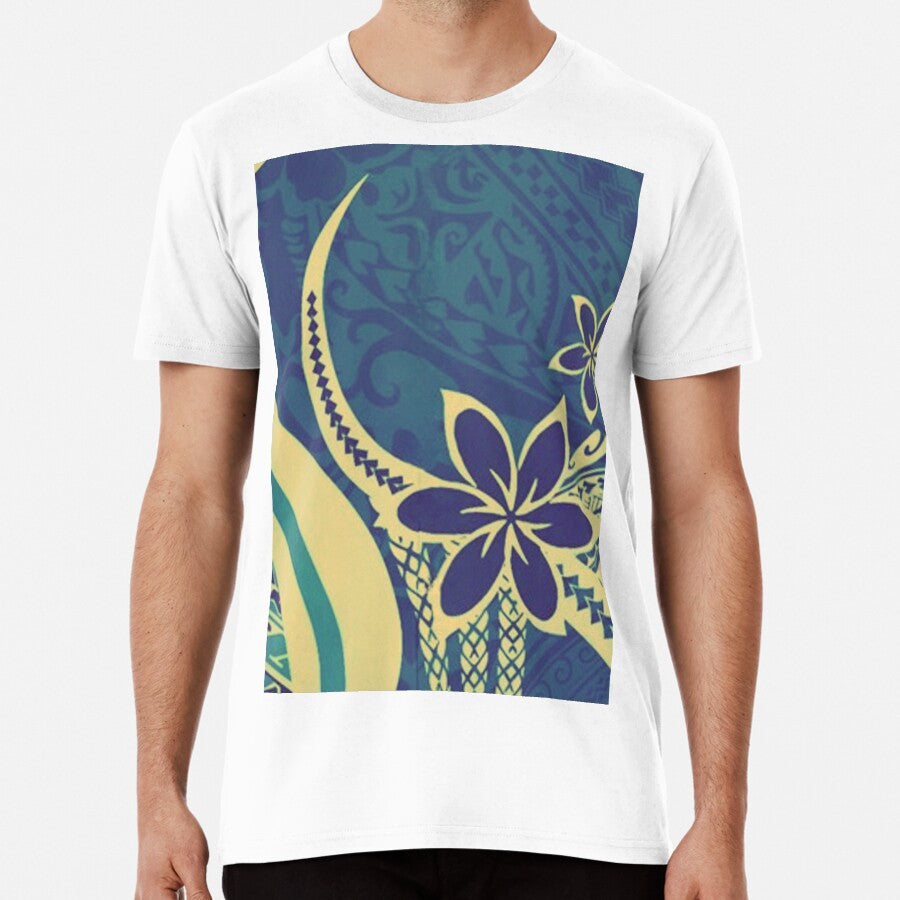 Flowers and Pacific motif in vintage colors Premium T-Shirt