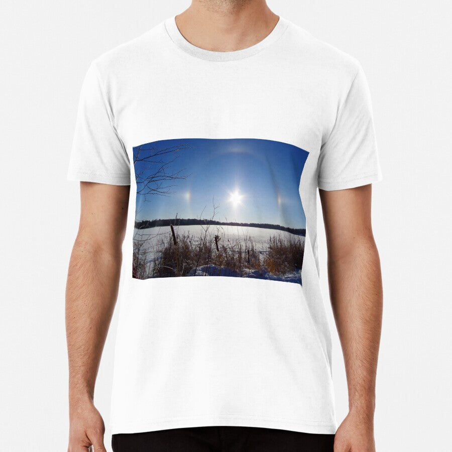 Christmas 2017 Sun Dog Over Cattails and a Frozen Minnesota Lake Premium T-Shirt