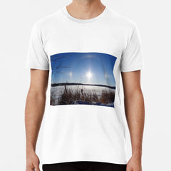Christmas 2017 Sun Dog Over Cattails and a Frozen Minnesota Lake Premium T-Shirt