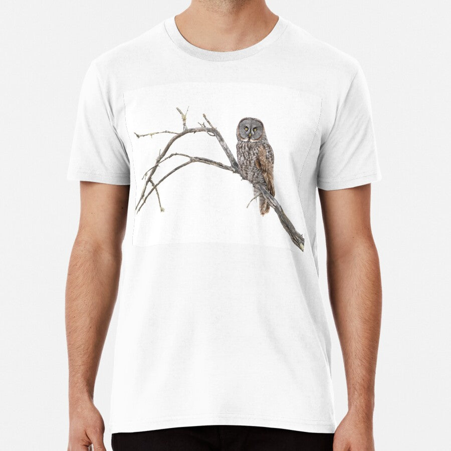 Great Gray Owl on branch Premium T-Shirt