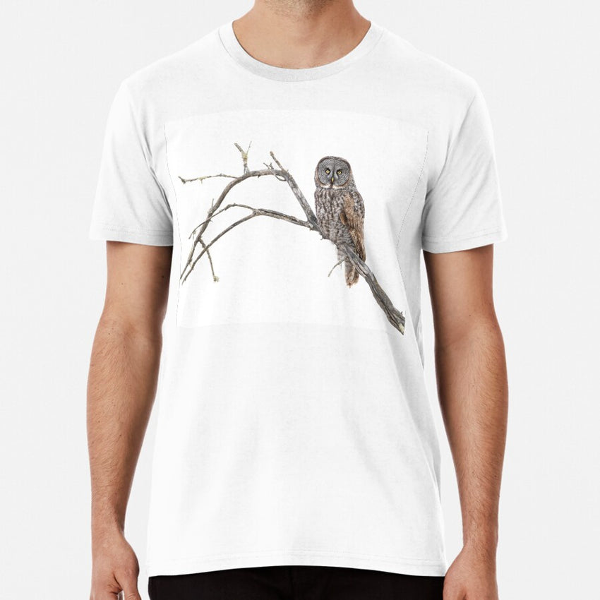 Great Gray Owl on branch Premium T-Shirt