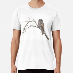 Great Gray Owl on branch Premium T-Shirt
