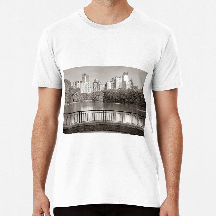Atlanta Midtown Reflection From Piedmont Park - Sepia Edition Premium T-Shirt