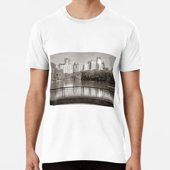Atlanta Midtown Reflection From Piedmont Park - Sepia Edition Premium T-Shirt