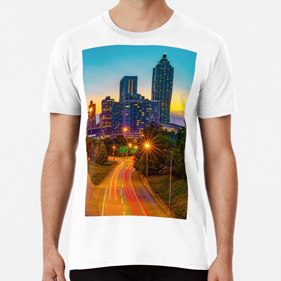 Atlanta City Lights At Dusk Premium T-Shirt