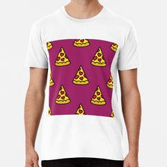 pizza seamless doodle pattern, vector color illustration Premium T-Shirt
