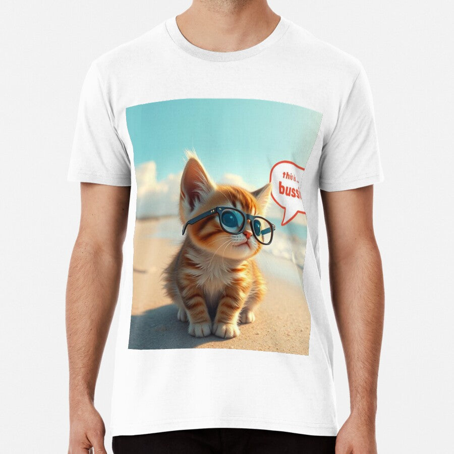 Cute Cat /Kitten at the beach - This is bussin Premium T-Shirt