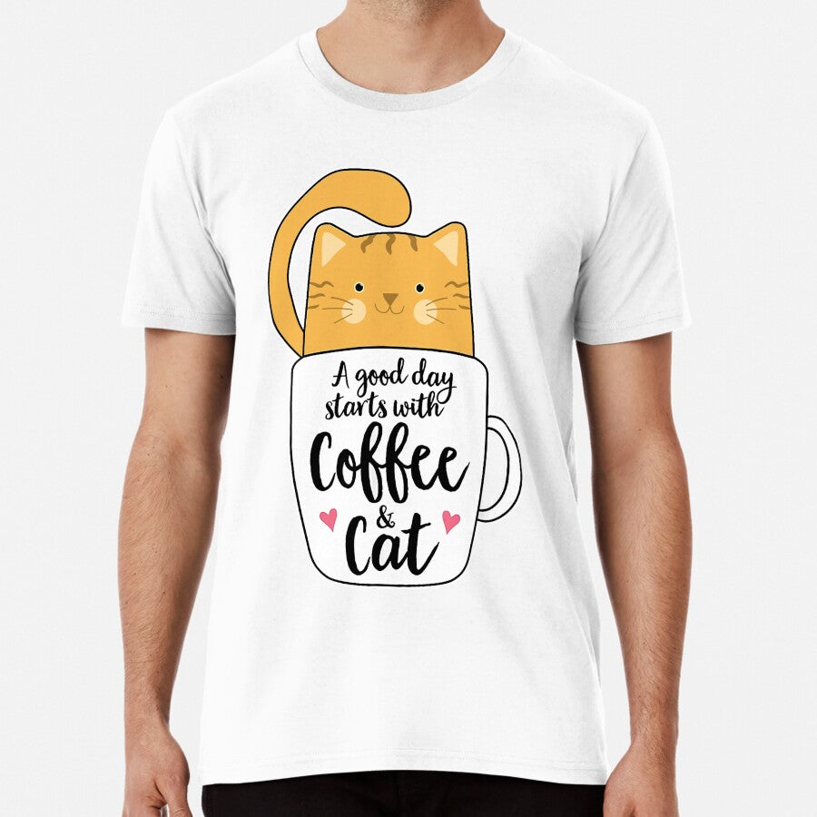 Good Days Start With Coffee And Cat T-Shirt Premium T-Shirt