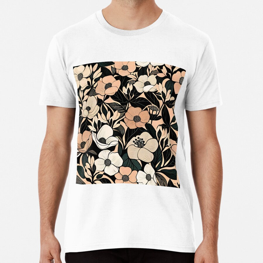 Retro Floral Pattern Premium T-Shirt