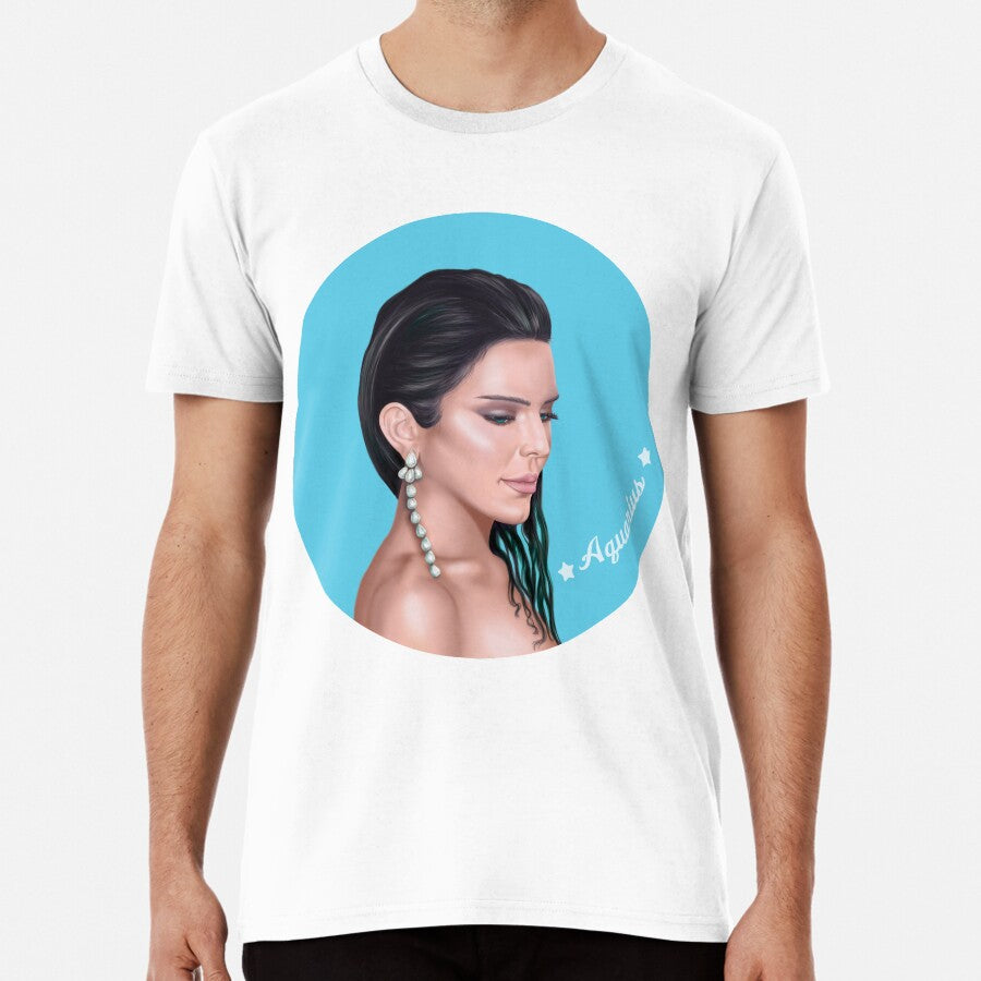 Aquarius Woman Portrait Digital Artwork Premium T Shirt