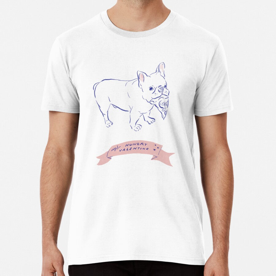 Cute Frenchie, French Bulldog stealing a pizza slice (My Hungry Valentine) Premium T-Shirt