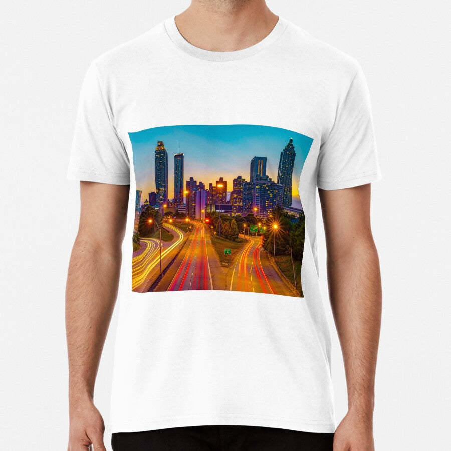Atlanta Skyline Colors of Dusk - Jackson Street Bridge View Premium T-Shirt
