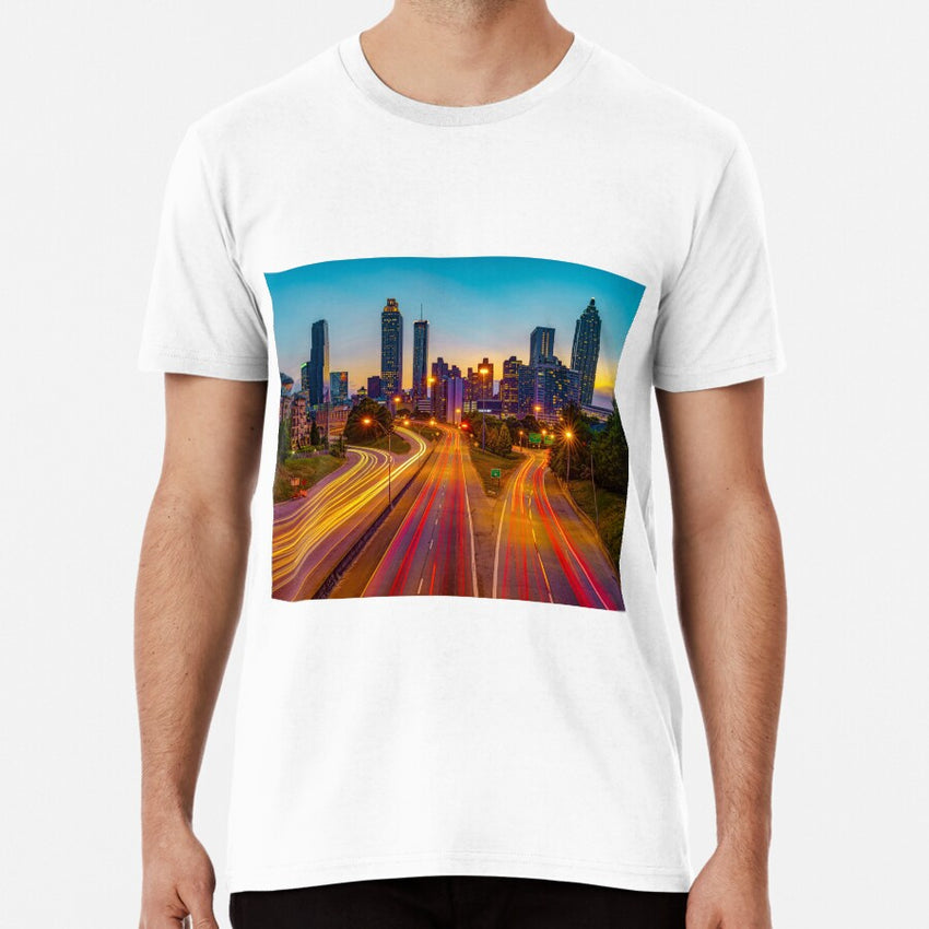 Atlanta Georgia Colorful Skyline Over The Freedom Parkway Premium T-Shirt