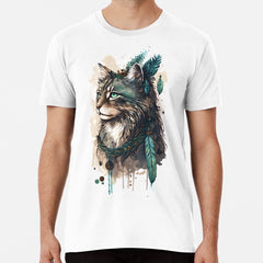 Boho Cat Watercolor Premium T-Shirt