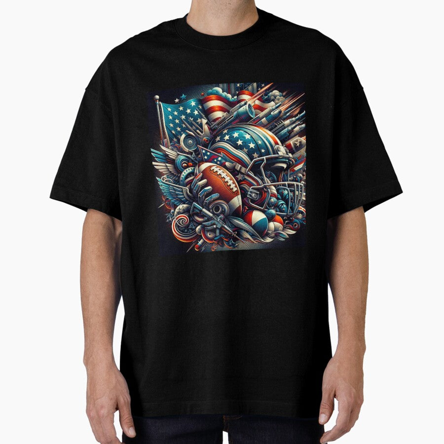 American football fantasy blended with American symbols Oversized T-Shirt