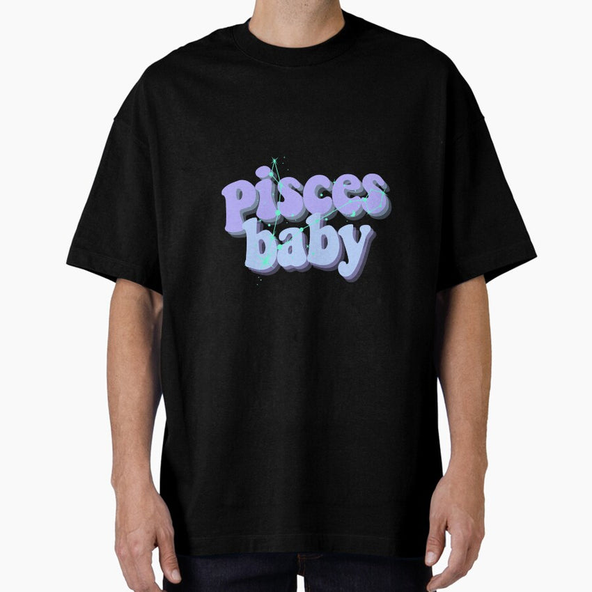 Pisces baby zodiac sign design for tshirt sticker Oversized T-Shirt