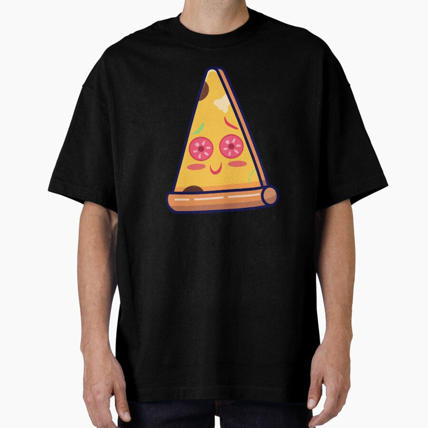 Cute Cartoon of Pizza Oversized T-Shirt