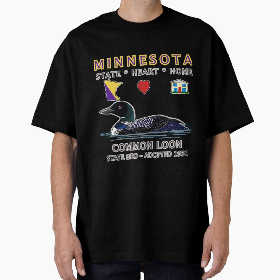 Minnesota - Common Loon - State, Heart, Home - state symbols Oversized T-Shirt