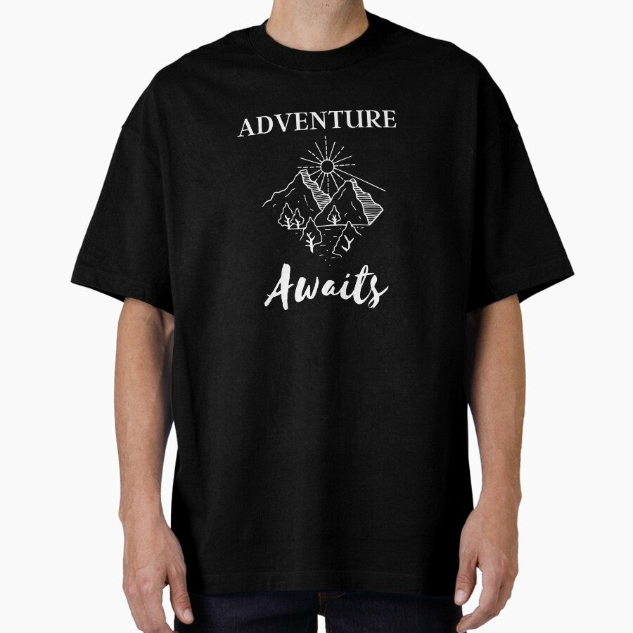 Adventure Awaits Mountain Camping Oversized T Shirt